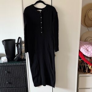FREE PEOPLE / Henley maxi sweater ribbed dress